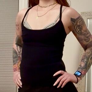 Bebe sport silver black tank top